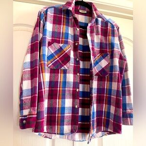Vintage Flannel, thick, soft, burgundy